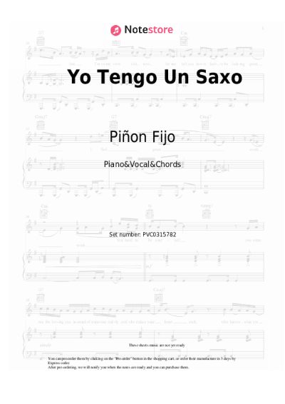 Sheet music, chords Piñon Fijo - Yo Tengo Un Saxo