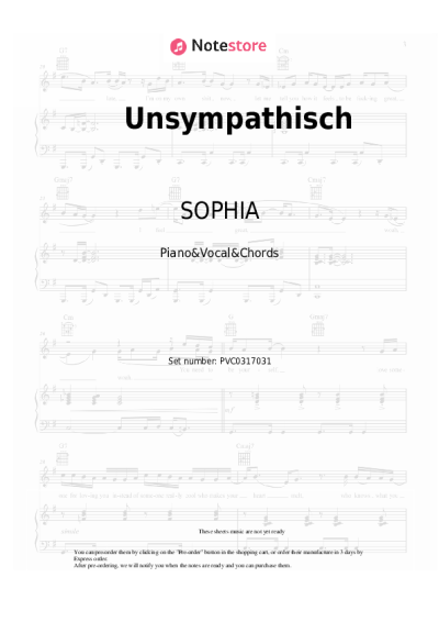 Sheet music, chords SOPHIA - Unsympathisch