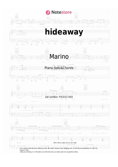 Sheet music, chords Marino - hideaway