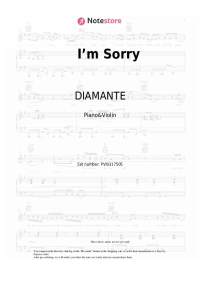 Sheet music, chords DIAMANTE - I’m Sorry