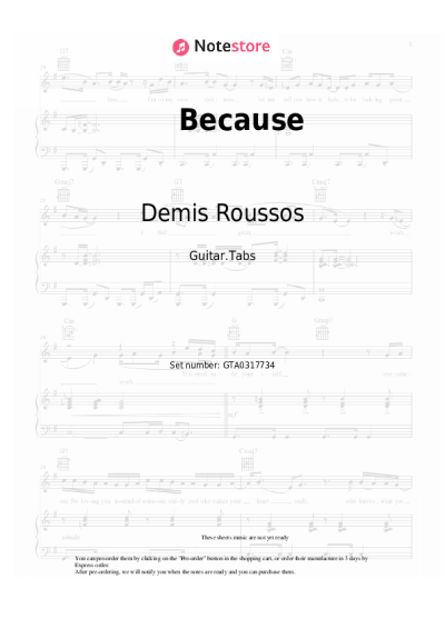 Sheet music, chords Demis Roussos - Because