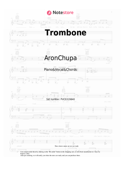 Sheet music, chords AronChupa, Little Sis Nora - Trombone