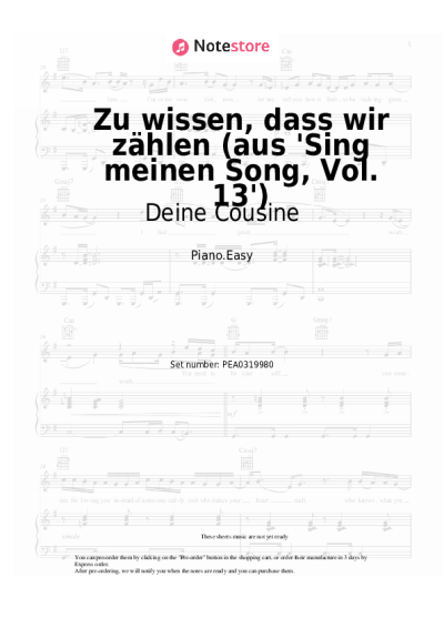undefined Deine Cousine - Zu wissen, dass wir zählen (aus 'Sing meinen Song, Vol. 13') 