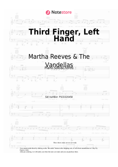 Sheet music, chords Martha Reeves & The Vandellas - Third Finger, Left Hand