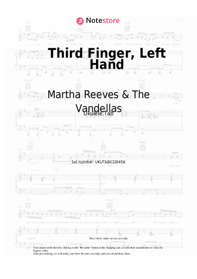 Sheet music, chords Martha Reeves & The Vandellas - Third Finger, Left Hand