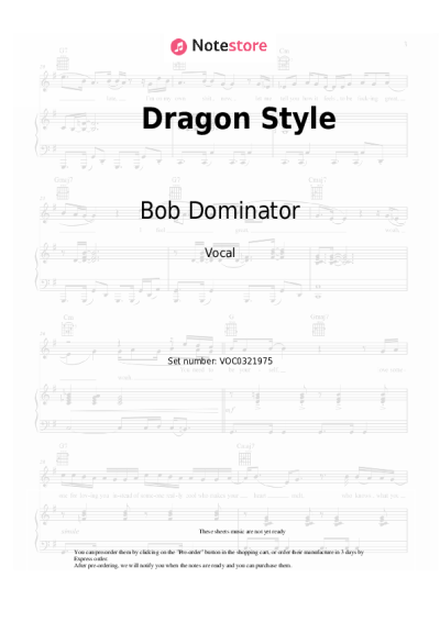Sheet music, chords Bob Dominator - Dragon Style