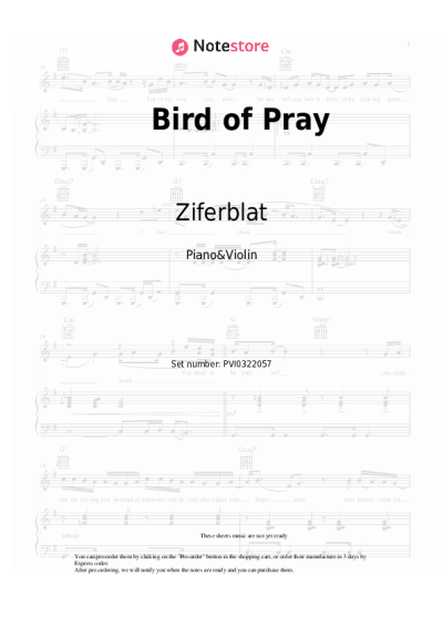 Sheet music, chords Ziferblat - Bird of Pray