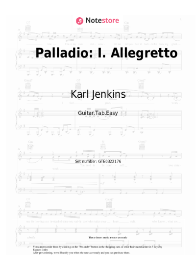 Sheet music, chords Karl Jenkins - Palladio: I. Allegretto