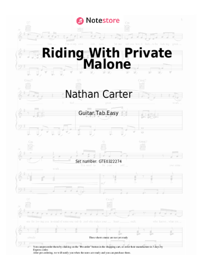 Sheet music, chords Nathan Carter - Riding With Private Malone