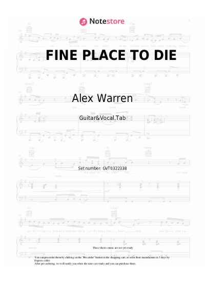 Sheet music, chords Alex Warren - FINE PLACE TO DIE