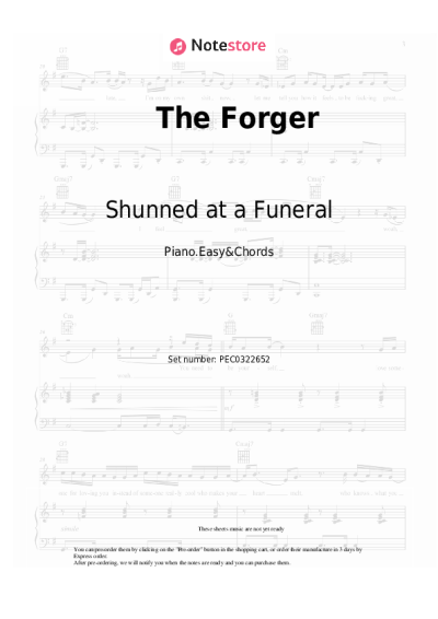 Sheet music, chords Shunned at a Funeral - The Forger
