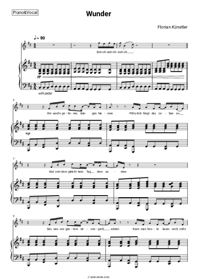 Sheet music, chords Florian Künstler - Wunder