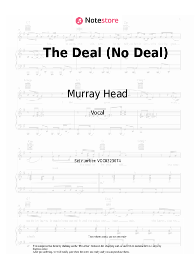 Sheet music, chords Murray Head, Tommy Körberg, Elaine Paige - The Deal (No Deal) (from the musical 'CHESS')