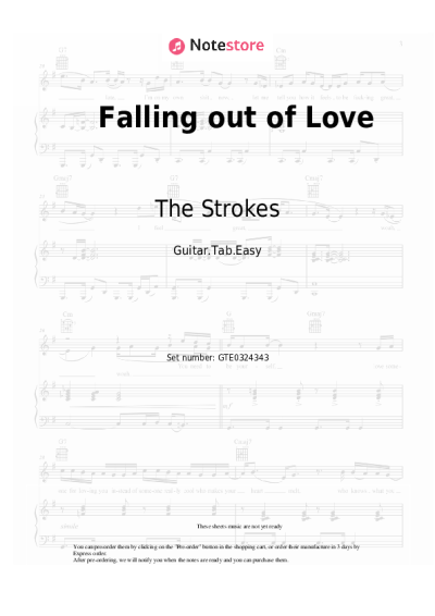 Sheet music, chords The Strokes - Falling out of Love