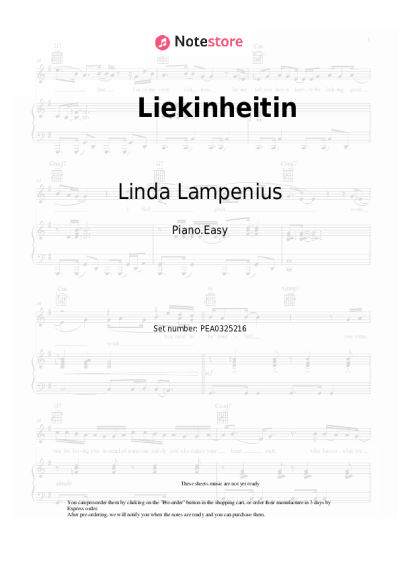 Sheet music, chords Linda Lampenius, Pete Parkkonen - Liekinheitin
