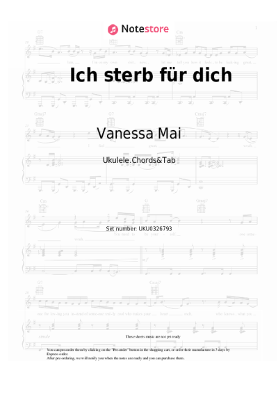 Sheet music, chords Vanessa Mai - Ich sterb für dich