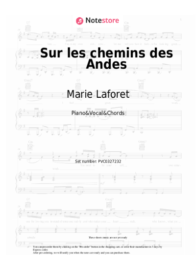 Sheet music, chords Marie Laforet - Sur les chemins des Andes