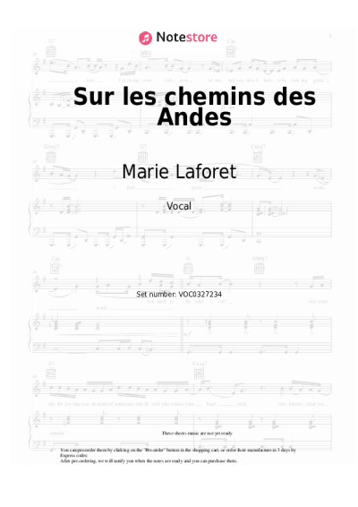 Sheet music, chords Marie Laforet - Sur les chemins des Andes