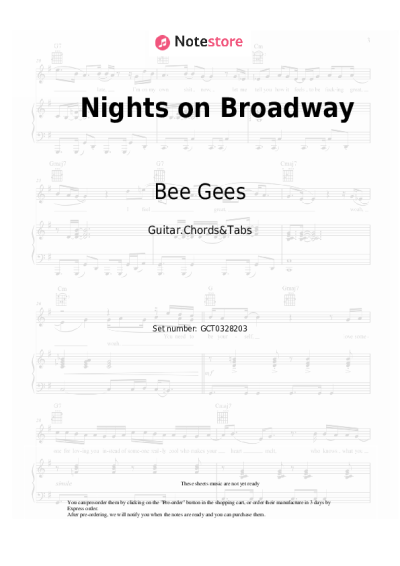 Sheet music, chords Bee Gees - Nights on Broadway