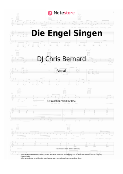 Sheet music, chords DJ Chris Bernard - Die Engel Singen