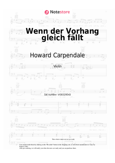 Sheet music, chords Howard Carpendale - Wenn der Vorhang gleich fällt