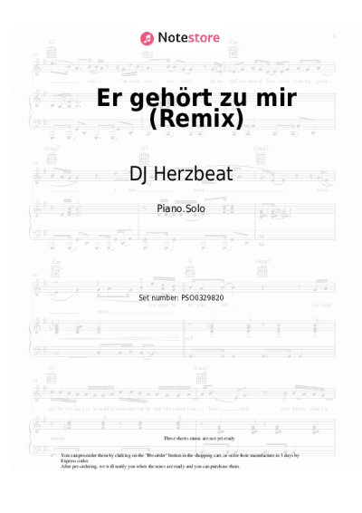 Sheet music, chords DJ Herzbeat, Marianne Rosenberg - Er gehört zu mir (Remix)