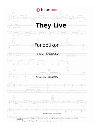 Sheet music, chords Fonoptikon - They Live