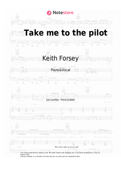 Sheet music, chords Keith Forsey - Take me to the pilot