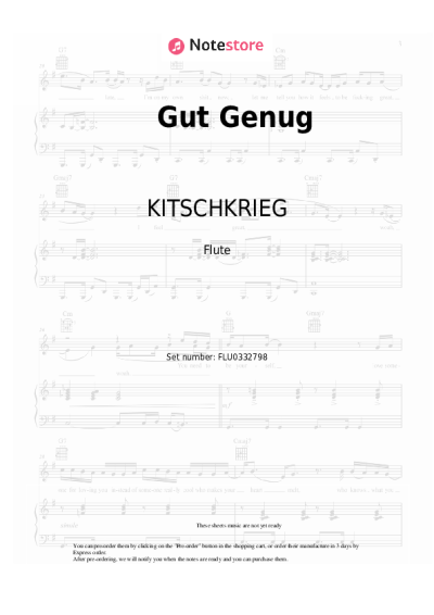 Sheet music, chords KITSCHKRIEG, Blumengarten, Shirin David - Gut Genug
