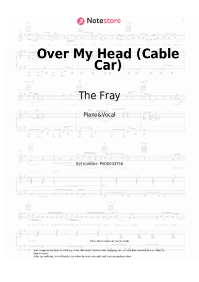 Sheet music, chords The Fray - Over My Head (Cable Car)