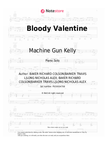Sheet music, chords Machine Gun Kelly - Bloody Valentine
