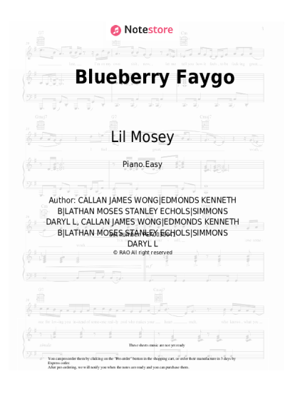 Sheet music, chords Lil Mosey - Blueberry Faygo