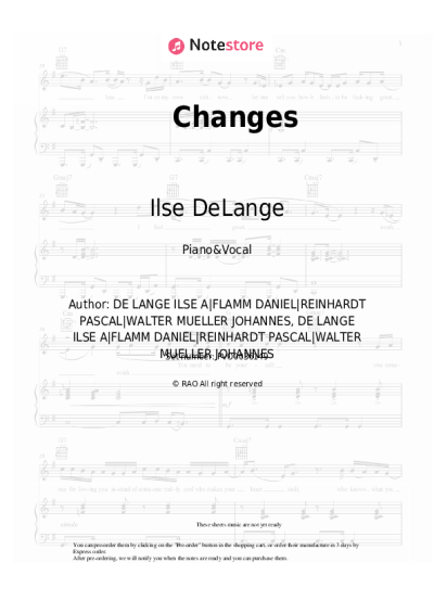 Sheet music, chords Ilse DeLange - Changes