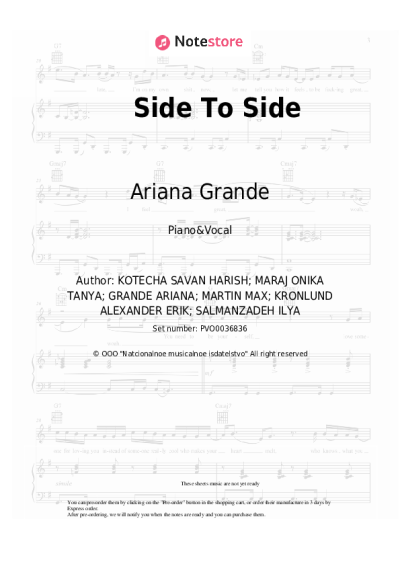 Sheet music, chords Ariana Grande, Nicki Minaj - Side To Side
