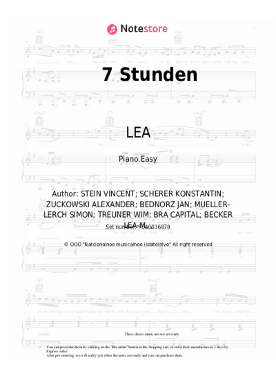 Sheet music, chords LEA, Capital Bra - 7 Stunden