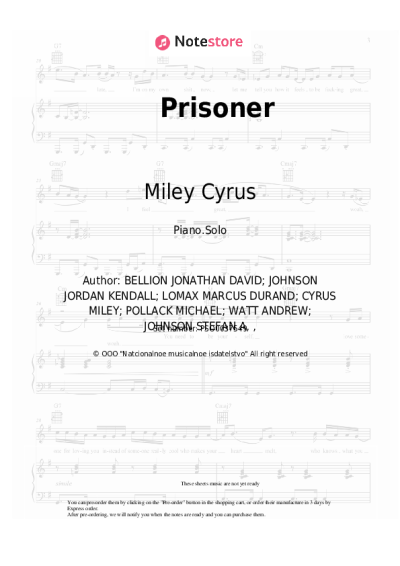 Sheet music, chords Miley Cyrus, Dua Lipa - Prisoner