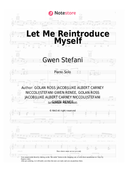 Sheet music, chords Gwen Stefani - Let Me Reintroduce Myself
