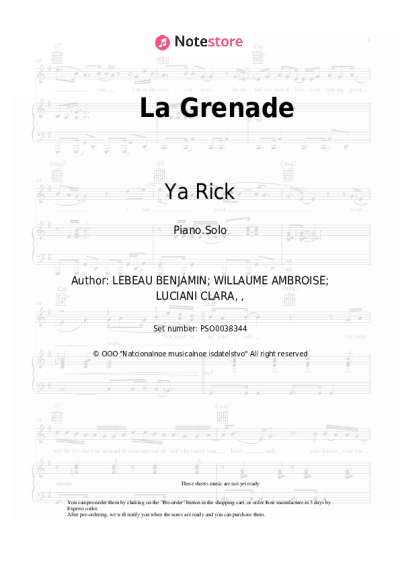 Sheet music, chords Ya Rick, KDDK - La Grenade