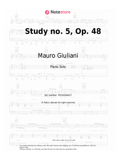 Sheet music, chords Mauro Giuliani - Study no. 5, Op. 48