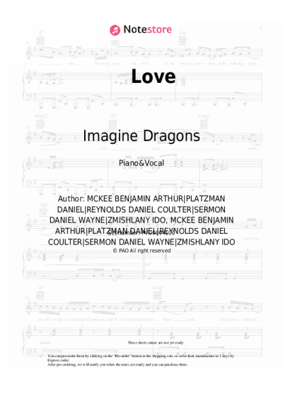 Sheet music, chords Imagine Dragons - Love