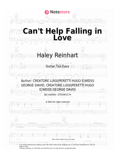 Sheet music, chords Haley Reinhart - Can't Help Falling in Love