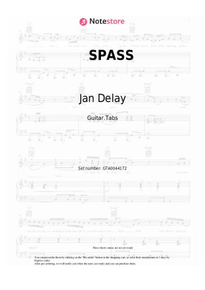 Sheet music, chords Jan Delay, Denyo - SPASS