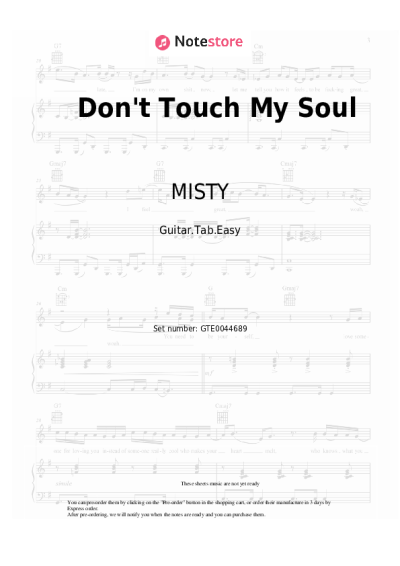 Sheet music, chords MISTY - Don't Touch My Soul