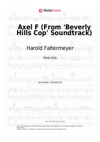 Sheet music, chords Harold Faltermeyer - Axel F (From 'Beverly Hills Cop' Soundtrack)