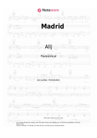 Sheet music, chords Allj, NXN - Madrid