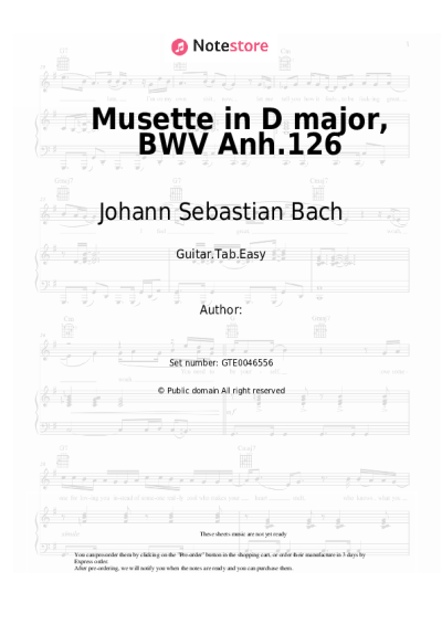 undefined Johann Sebastian Bach - Musette in D major, BWV Anh.126