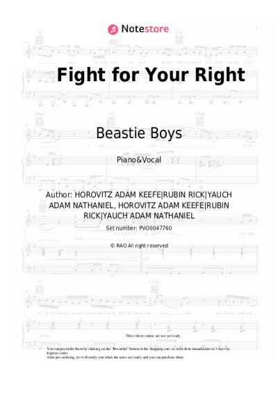 Sheet music, chords Beastie Boys - Fight for Your Right