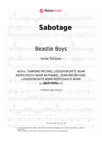 Sheet music, chords Beastie Boys - Sabotage