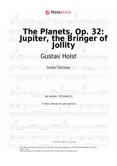 Sheet music, chords Gustav Holst - The Planets, Op. 32: Jupiter, the Bringer of Jollity