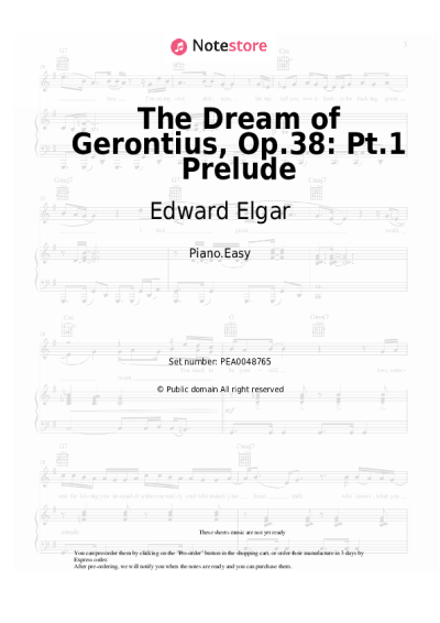 Sheet music, chords Edward Elgar - The Dream of Gerontius, Op.38: Pt.1 Prelude